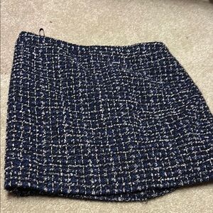 J. Crew Blue and White Geometric Mini Pencil Skirt